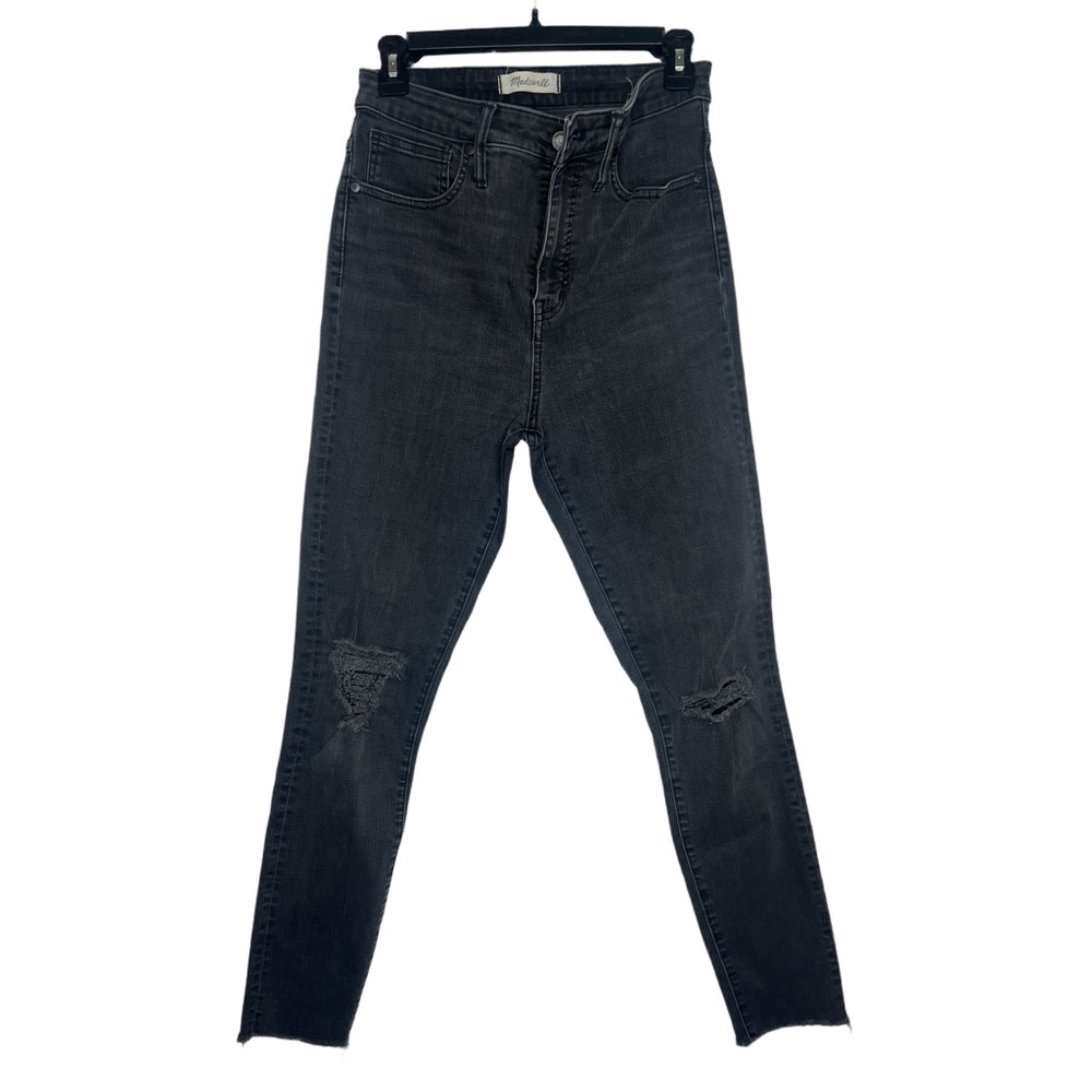 Madewell Curvy High Rise Skinny Black Distressed Jeans